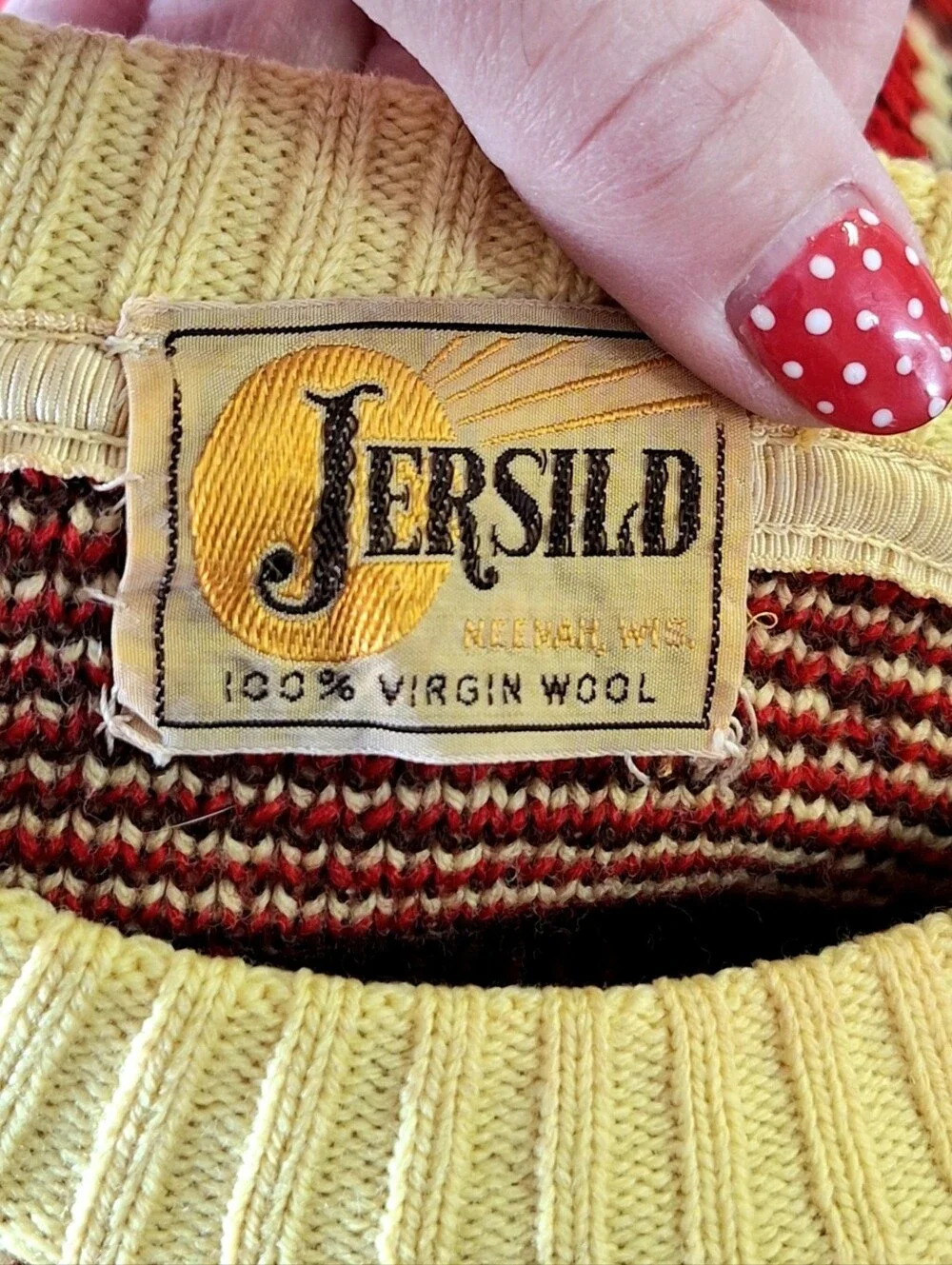 Jersild 40s-60s Vintage Jacquard Fair Isles Virgin Wool Sweater, Unisex